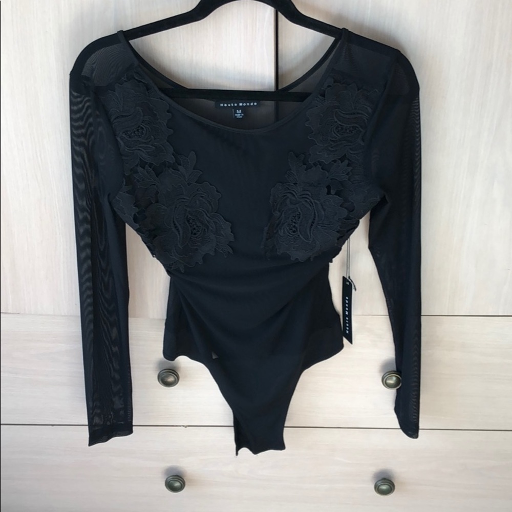 Black see through body suit